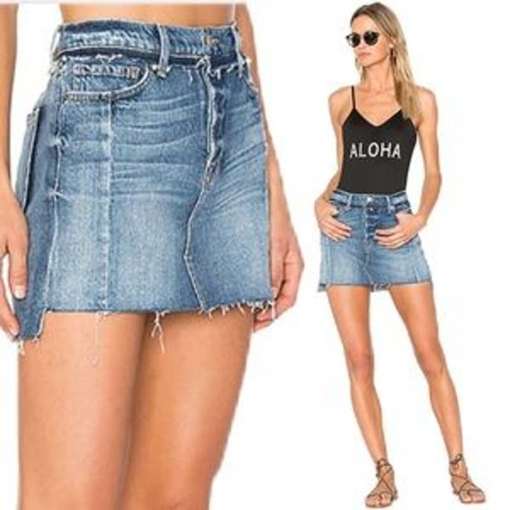 Frame Denim Blue Distressed Mini Skirt